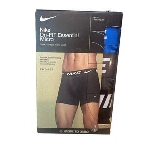 Nike Dri-FIT Essential Micro Trunks 3 Pack Black Grey Blue KE1156461 Mens Small